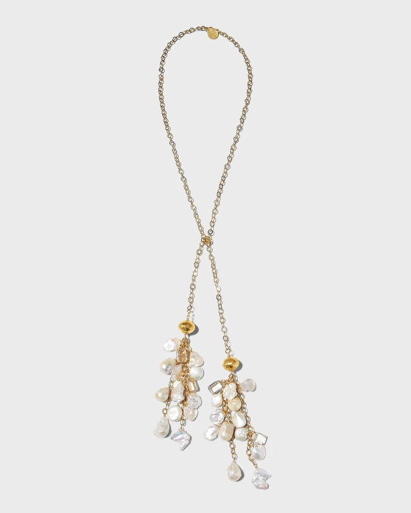 Devon Leigh Freshwater and Keishi Pearl Lariat Necklace 1