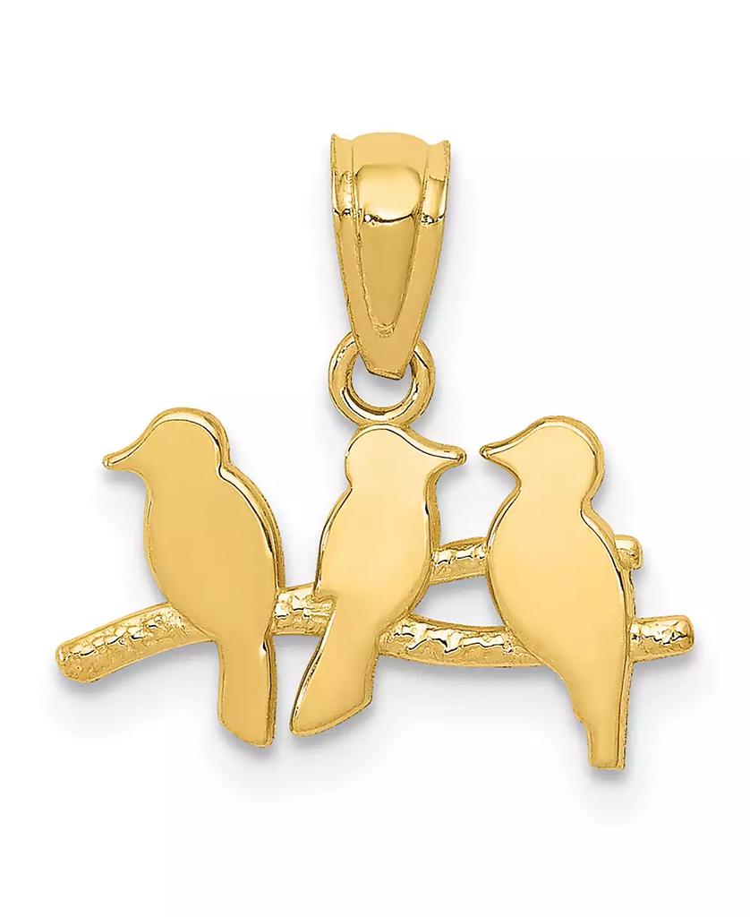 Macy's Three Birds on Tree Pendant in 14k Yellow Gold