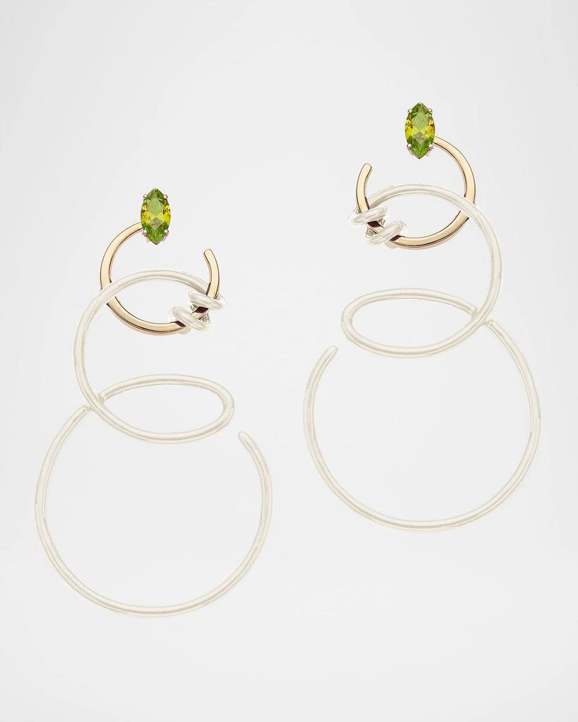 Bea Bongiasca 9K Rose Gold and Sterling Silver Peridot Double Curl Vine Earrings