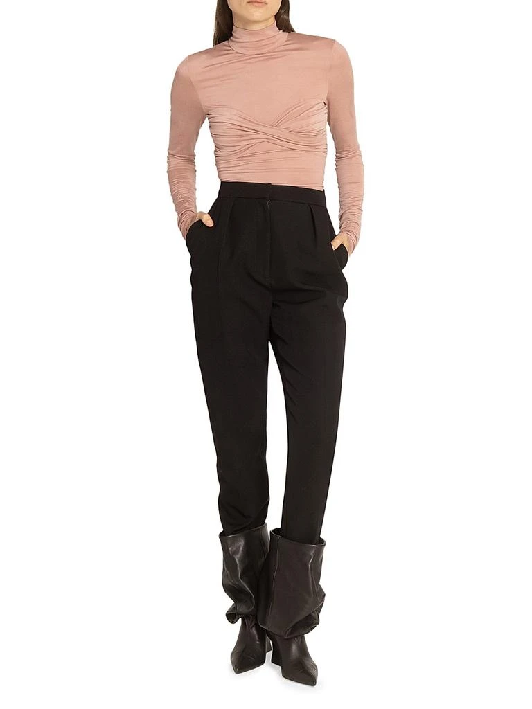 Balmain Ruched Long-Sleeve Stretch-Jersey Top 2