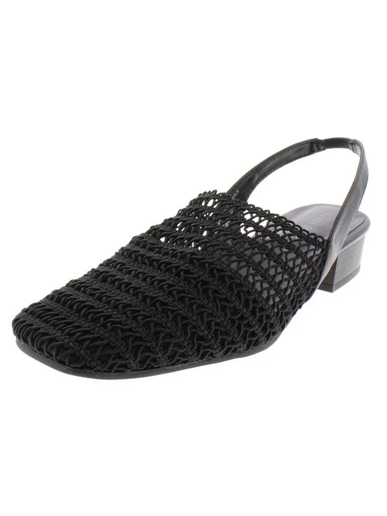Karen Scott Carlton Womens Crochet Stacked Heel Slingback Sandals 4