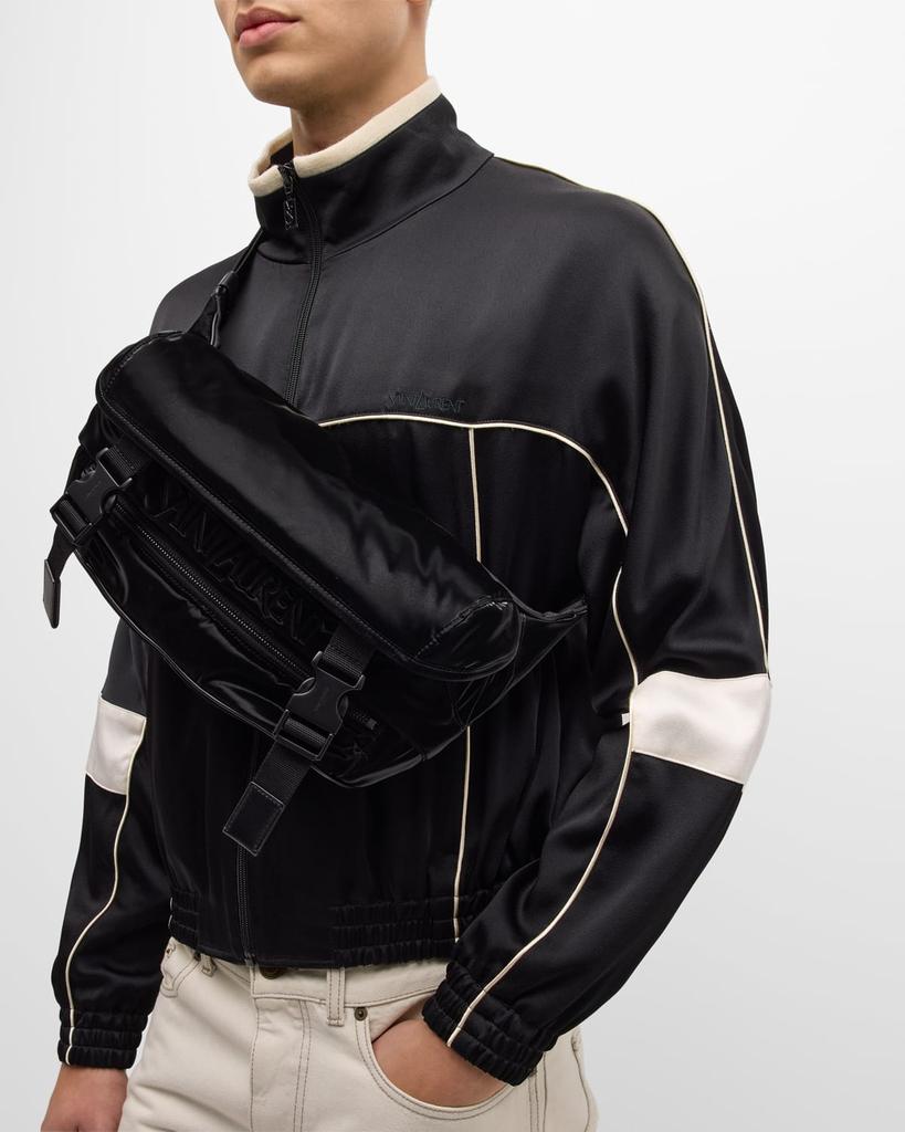 Yves Saint Laurent Men's Logo Crossbody Bag in Silktech Canvas