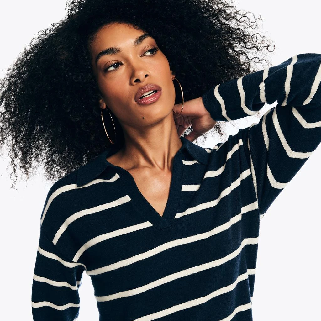 Nautica Womens Sustainably Crafted Striped Sweater Dress 3