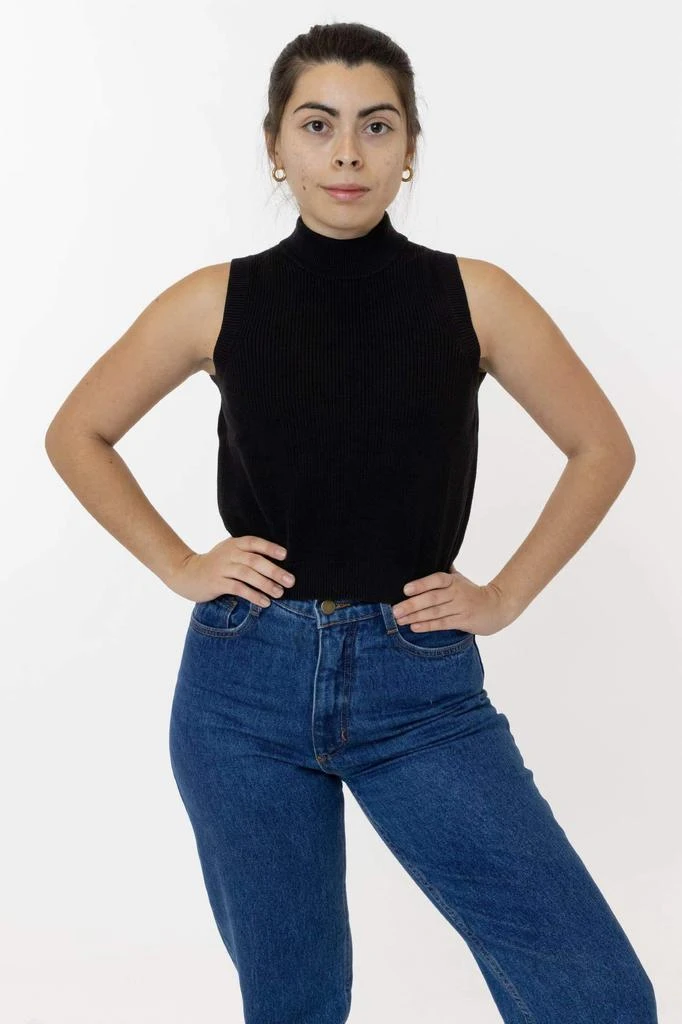 Los Angeles Apparel RFK45GD - Cotton Knit Sleeveless Mock Neck Sweater 10