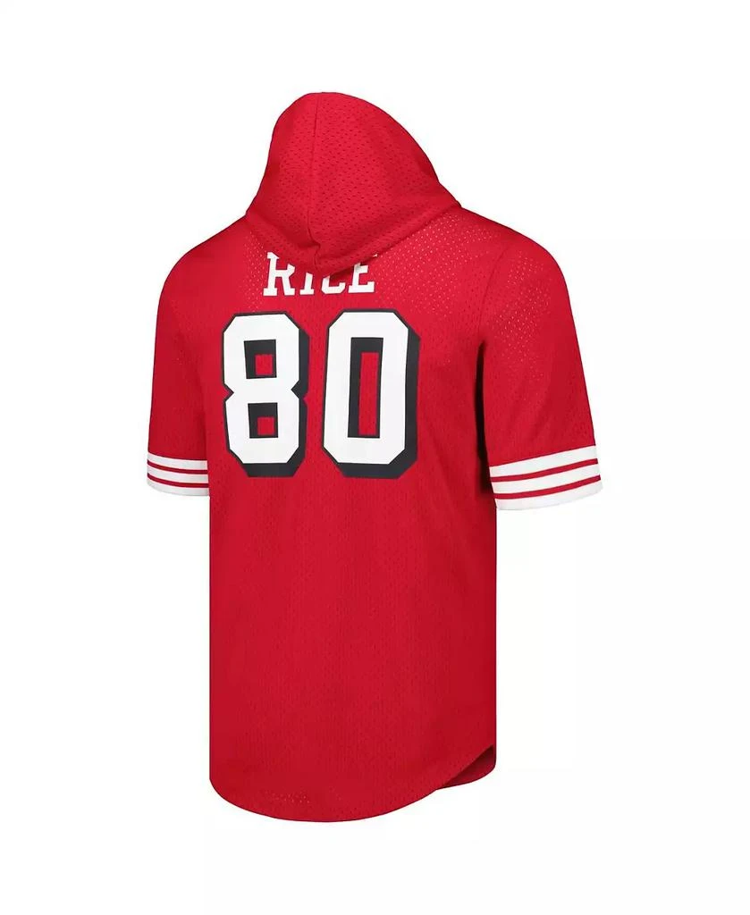 Mitchell & Ness Men's Jerry Rice Scarlet San Francisco 49ers Retired Player Name and Number Mesh Hoodie T-shirt 3