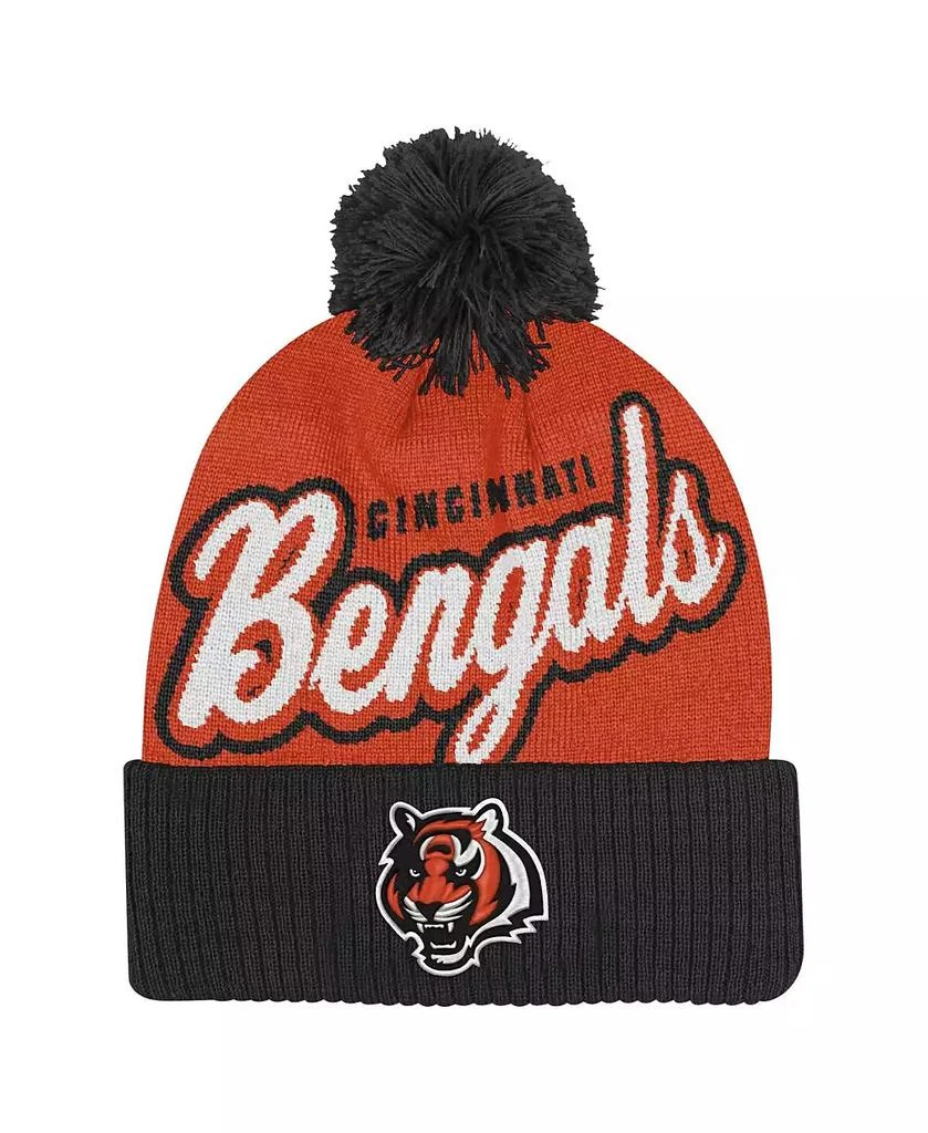 Outerstuff Big Boys and Girls Orange/Black Cincinnati Bengals Pro-Sport Jacquard Cuffed Knit Hat with Pom 1