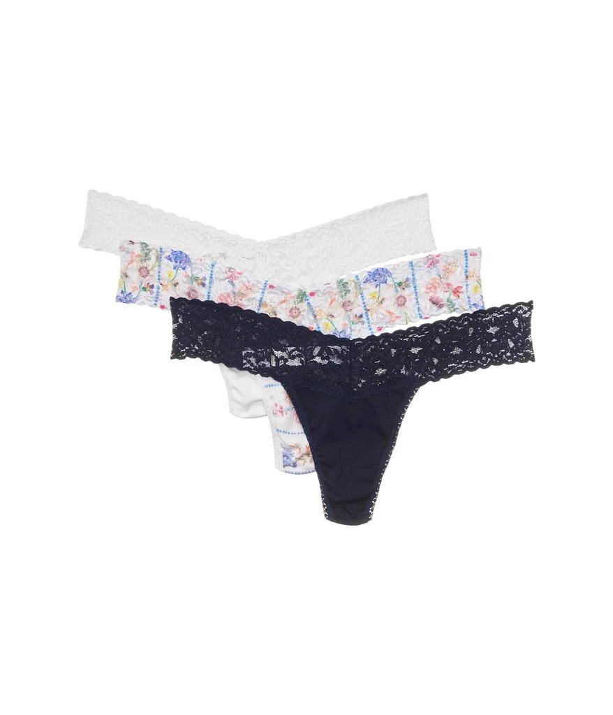 Hanky Panky Cotton and Lace Low Rise Thong 3 Pack 1