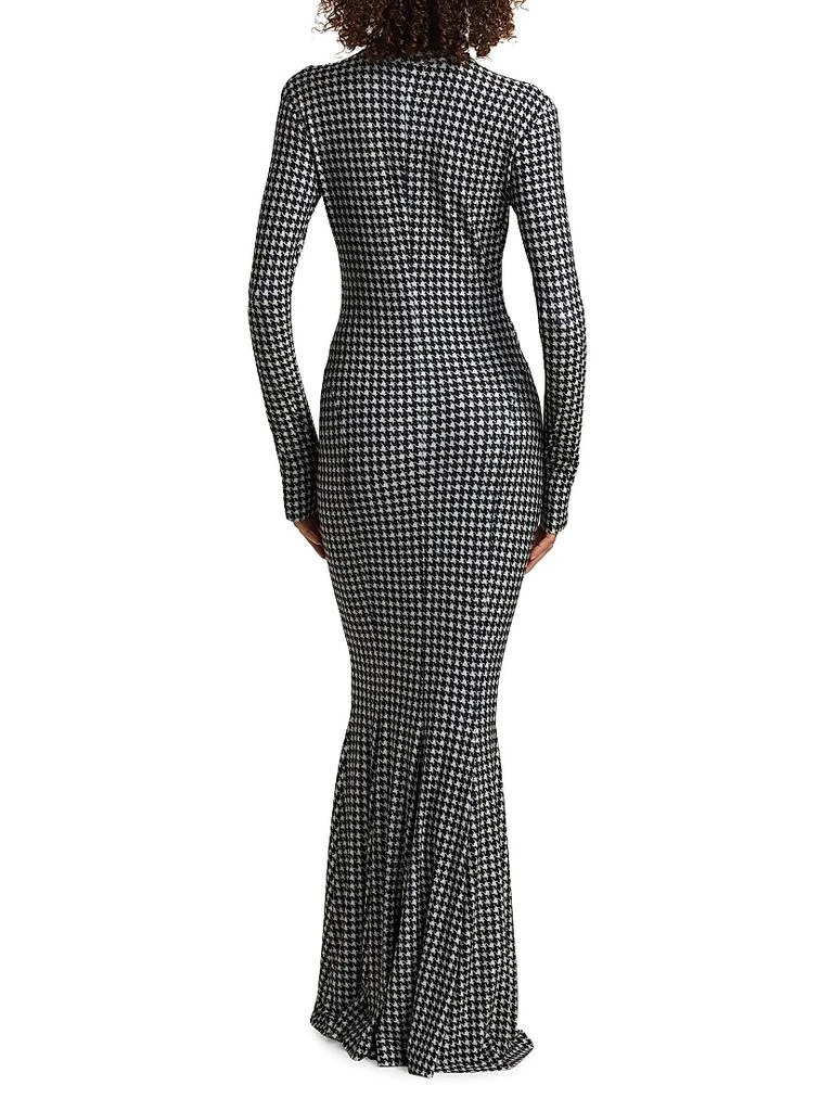 Norma Kamali Houndstooth Turtleneck Fishtail Gown 5