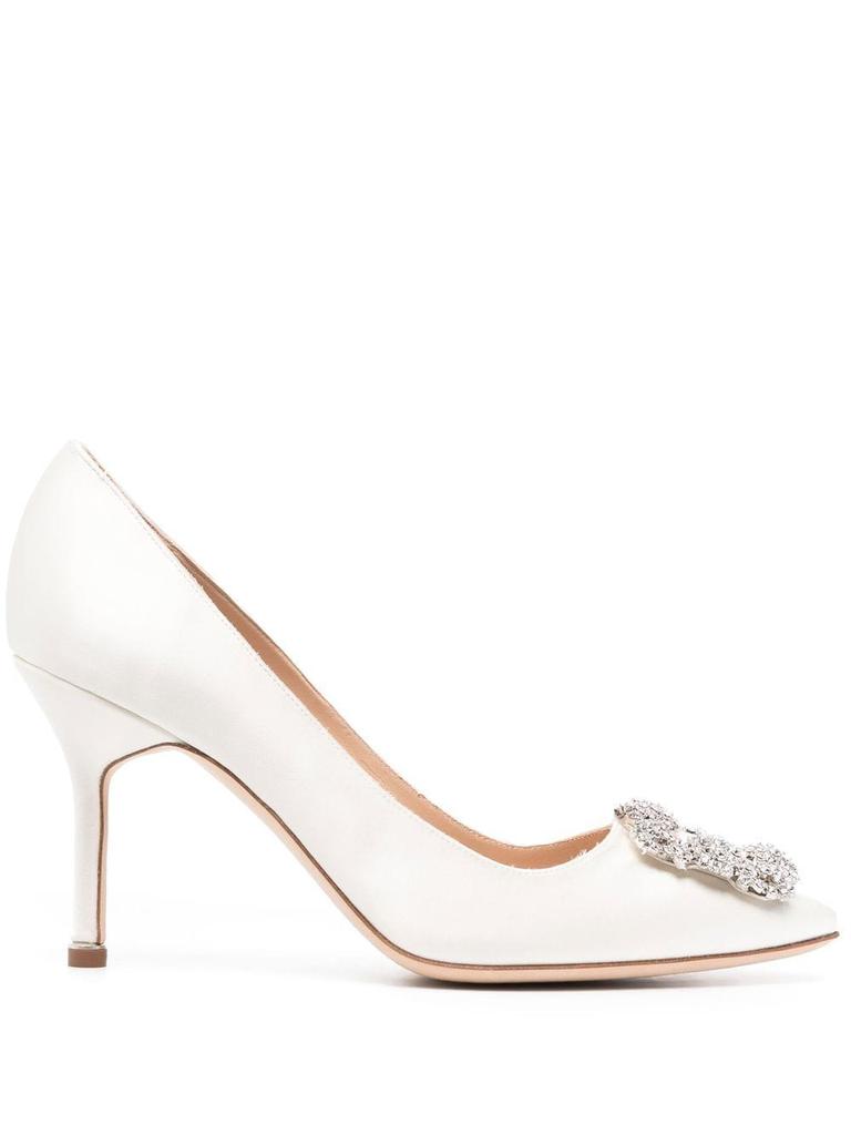 Manolo Blahnik Hangisi satin pumps - women -  -  - White