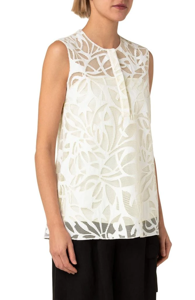 Akris Sleeveless Mesh 
Faux Leather Blouse 3