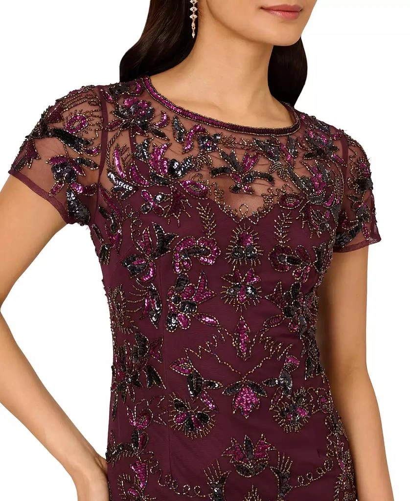 Adrianna Papell Women's Floral Beaded Mermaid Gown 3