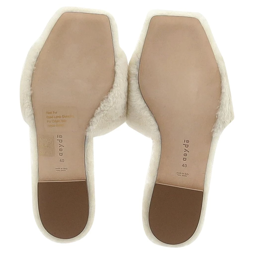 AEYDE Anna Shearling Slides in White Fur 6