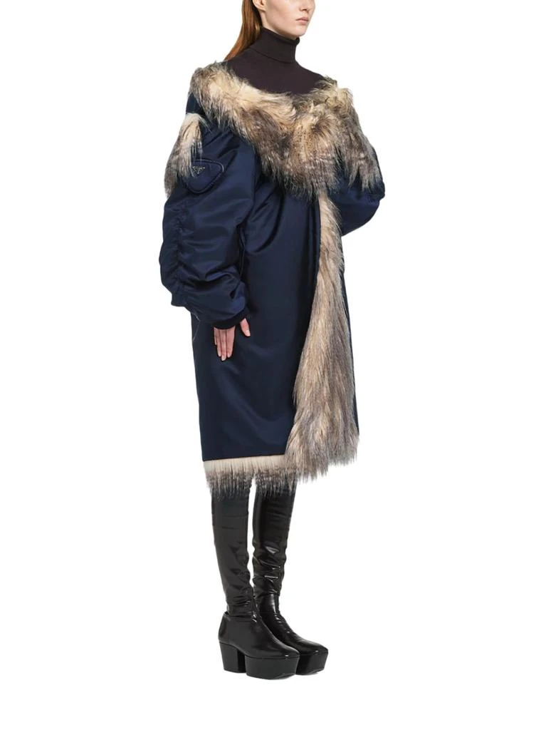 Prada Prada - RE-NYLON FAUX FUR-TRIMMED COAT 3