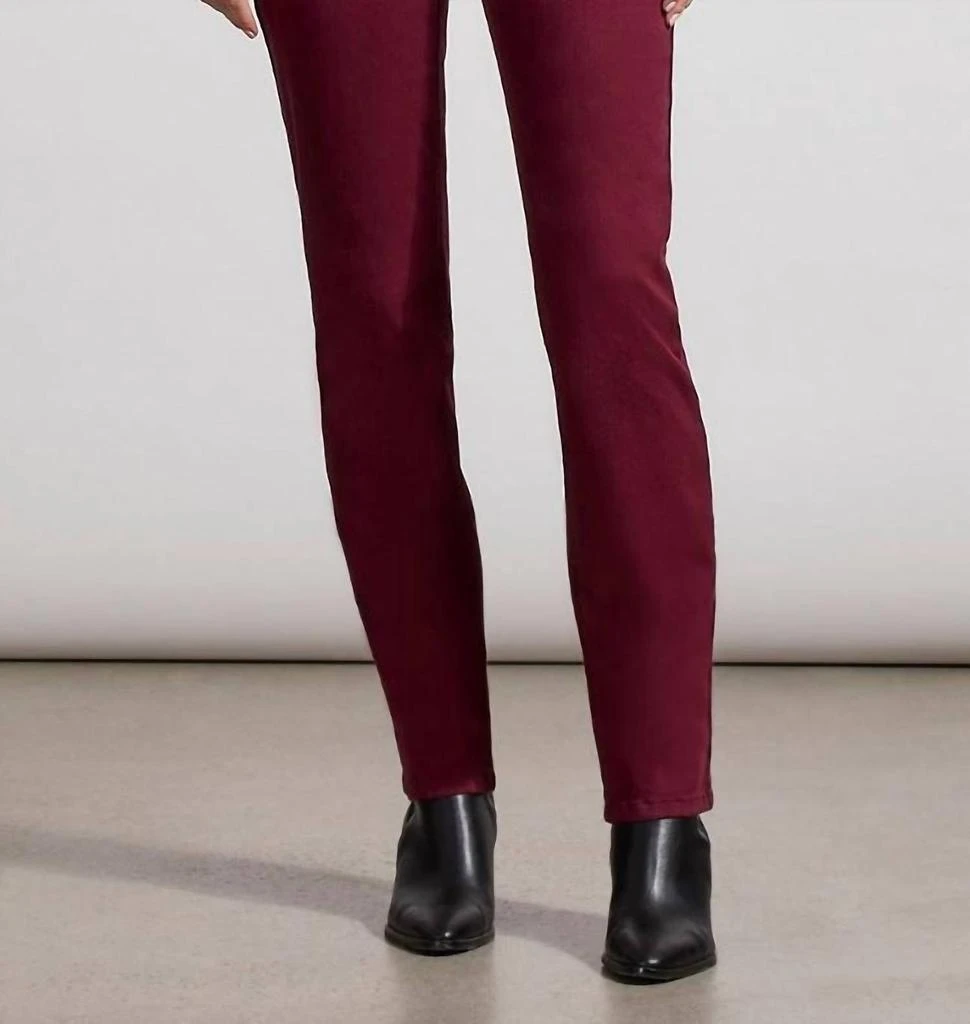 Tribal Sophia 5 Pocket Curvy Straight Jeans In Red Wine 1