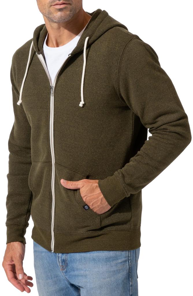 Threads for Thought Trim Fit Heathered Fleece Zip Hoodie