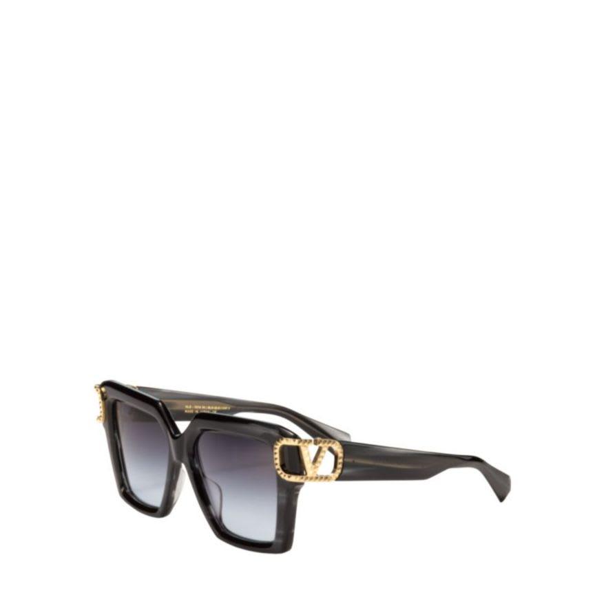 サングラス VALENTINO FW25 Valentino - VLS - a (VLS 107 A) Valentino V-UNO VLS 107A Black Swirl Square Sunglasses - US