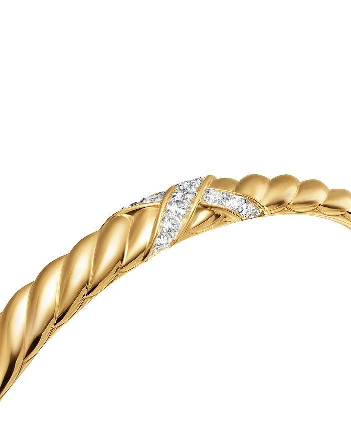 David Yurman Sculpted Cable X Center Station Cuff Bracelet in 18K Yellow Gold with Diamonds, 6mm 5