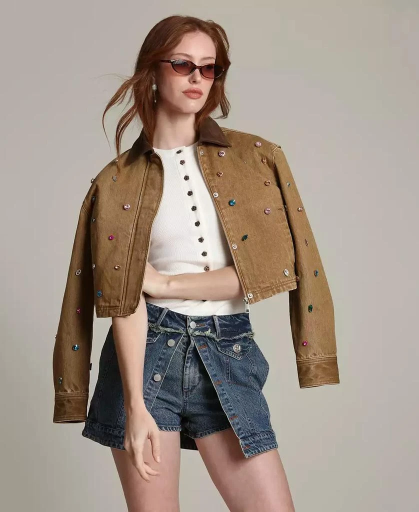 Avec Les Filles Women
s Embellished Chore Spread Collar Jacket 7