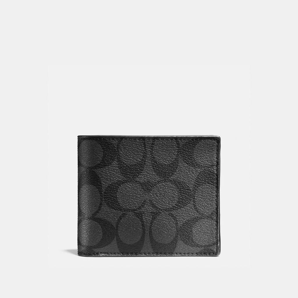 Coach Coach Outlet Compact Id Wallet In Signature Canvas 1