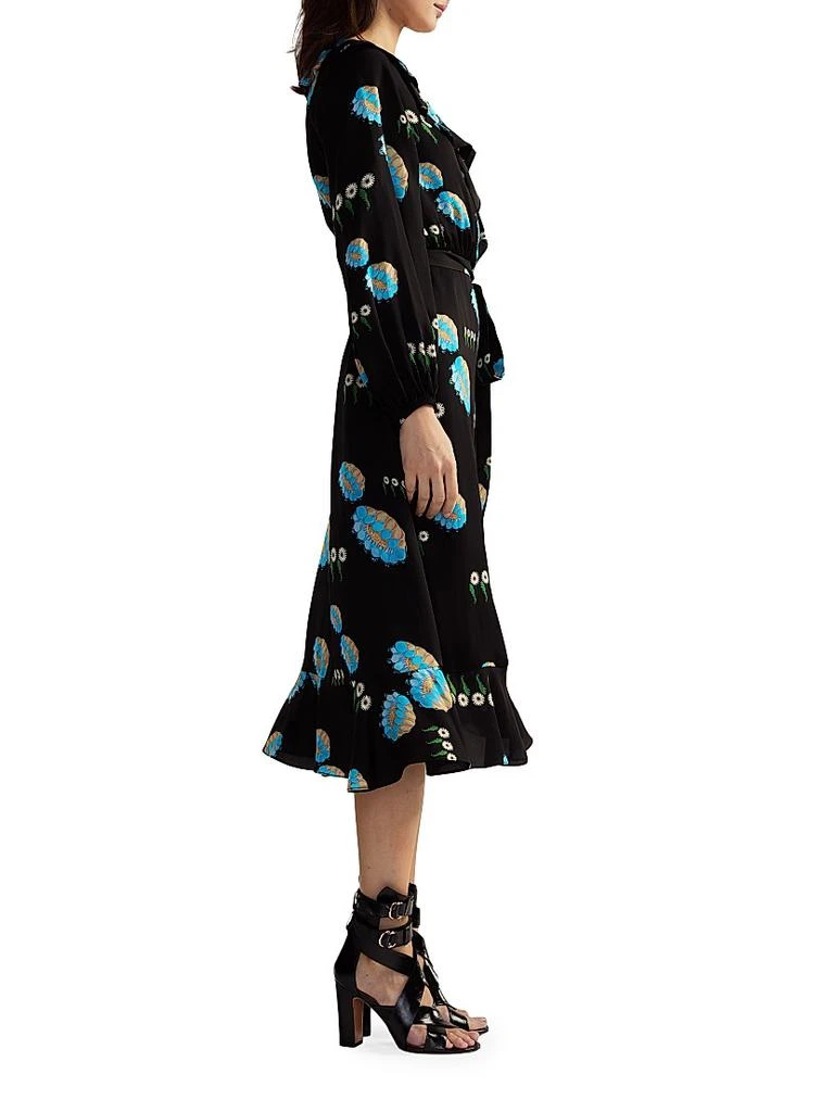 Cynthia Rowley Belted Floral Ruffle-Trim Wrap Midi-Dress 3