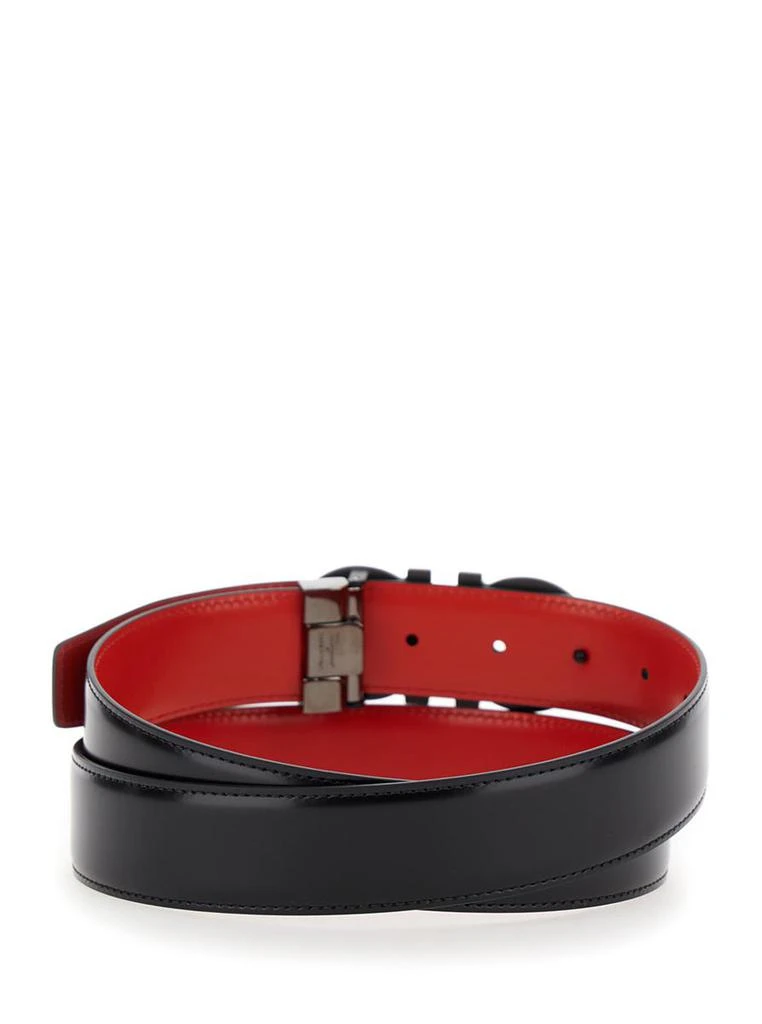 Salvatore Ferragamo Black And Red Reversible Belt With Gancini Buckle In Leather Man 2