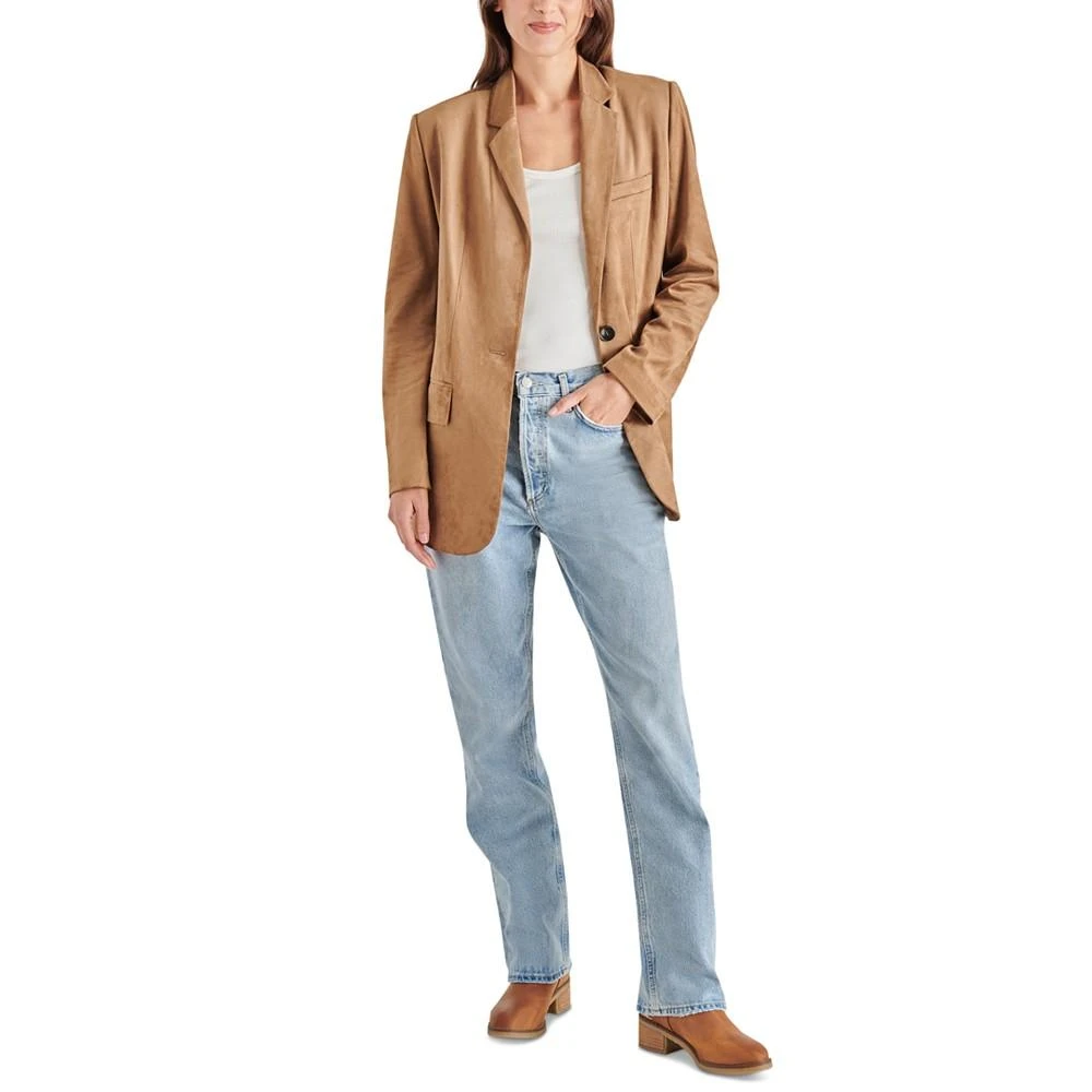 Steve Madden Women's Imaan One-Button Faux-Suede Blazer 4