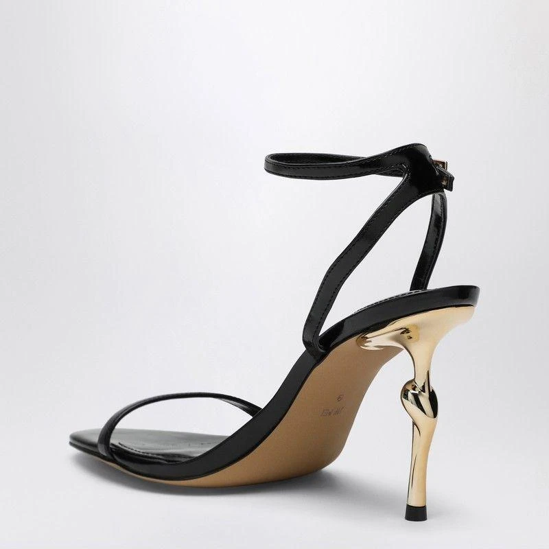 JW PEI ALIVIA BLACK SANDALS WITH GOLDEN METAL HEEL 2