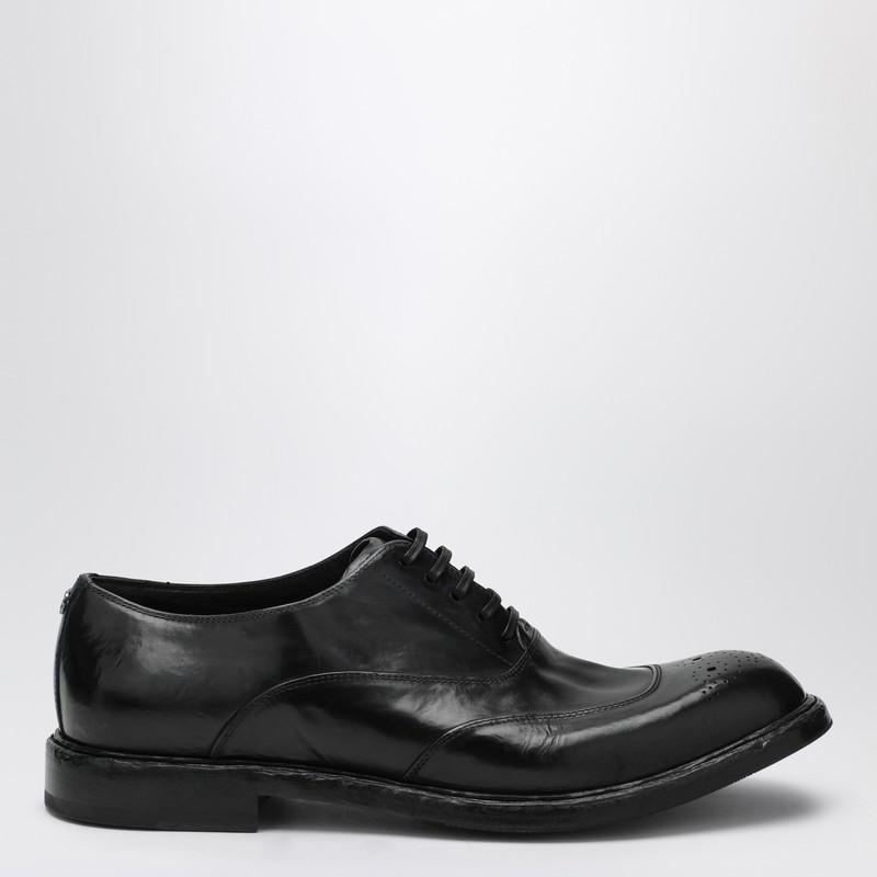 Dolce & Gabbana Washed black calfskin lace-up shoe