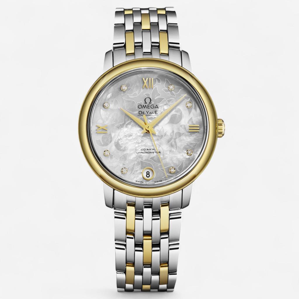 Omega Omega De Ville Prestige Stainless Steel & 18K Yellow Gold Automatic Ladies Watch 424.20.33.20.55.002