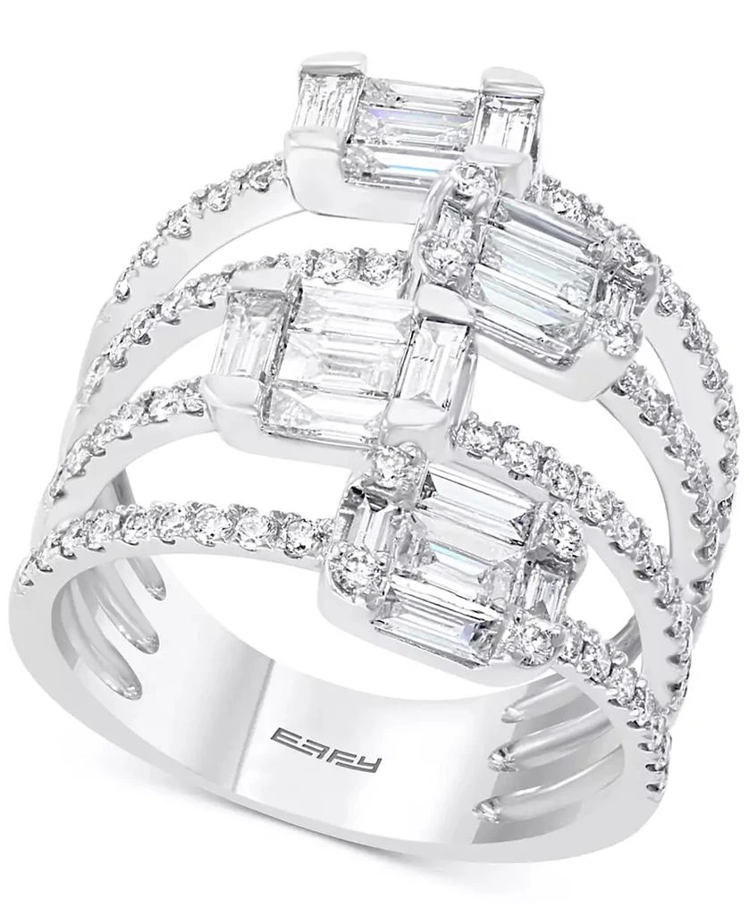 Effy EFFY® HEMATIAN Diamond Multi-Row Baguette Statement Ring (1-5/8 ct. t.w.) in 18k White Gold
