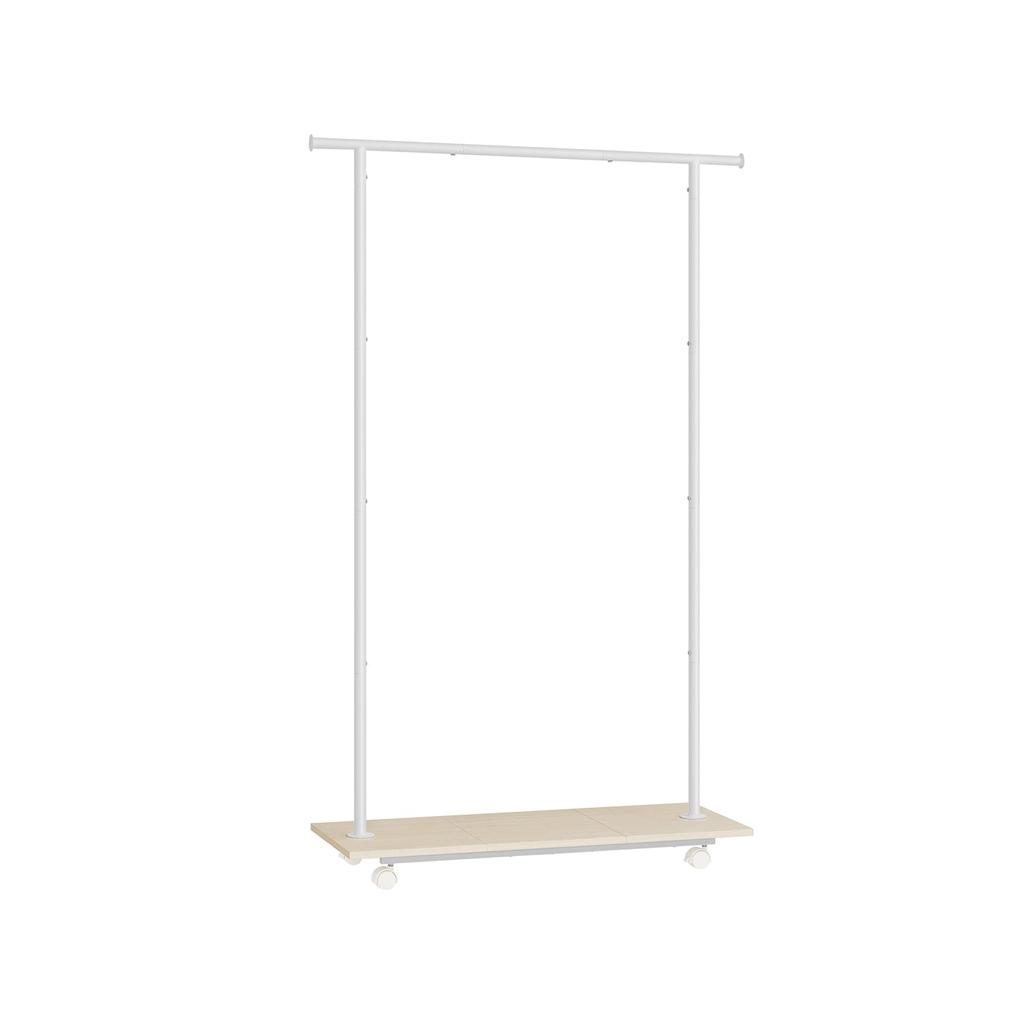 BreeBe 38.8" Wide Clothes Rack with Wheels Natural Beige and Cloud White