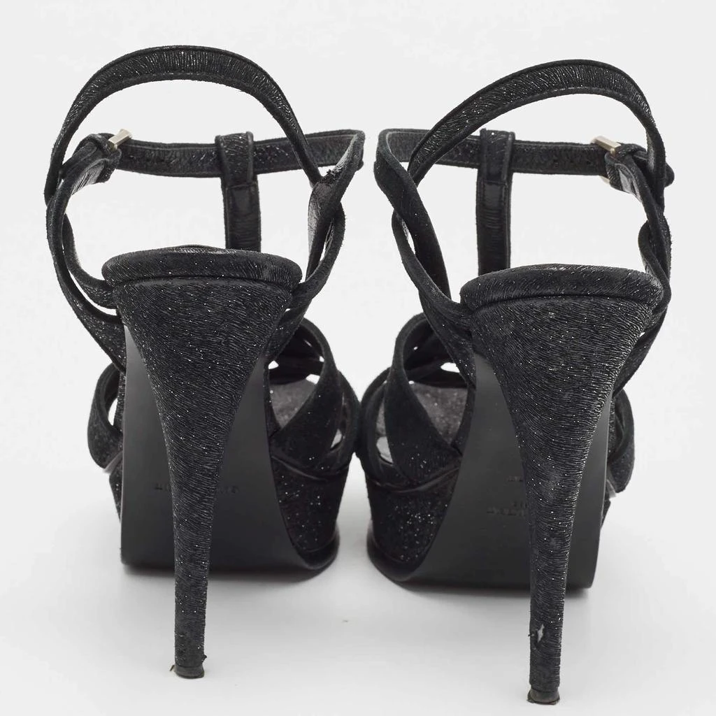 Yves Saint Laurent Saint Laurent Black Textured Suede Tribute Sandals Size 39 5