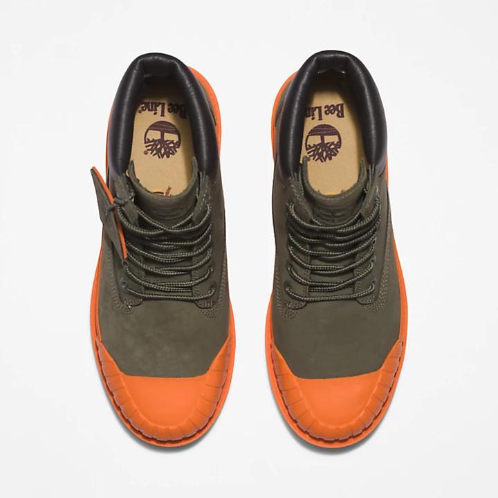 Timberland Bee Line x Timberland® 6 Inch Rubber Toe Boot for Women in Dark Green/Orange