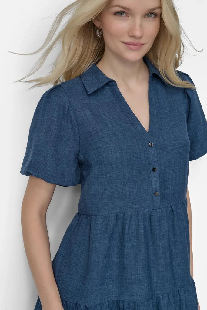 DKNY TIERED A-LINE MINI SHIRT DRESS 6