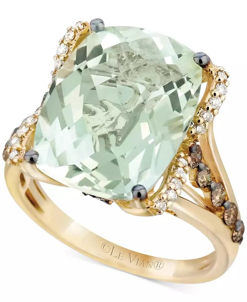 Le Vian Mint Julep Quartz (9-3/4 ct. t.w.), White Diamond (1/8 ct. t.w.) and Chocolate Diamond (3/8 ct. t.w.) Ring in 14k Gold, Created for Macy
s