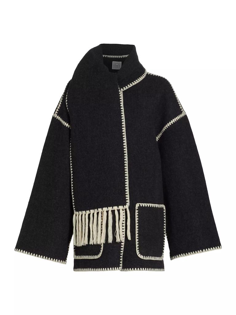 Toteme Embroidered Wool-Blend Scarf Jacket