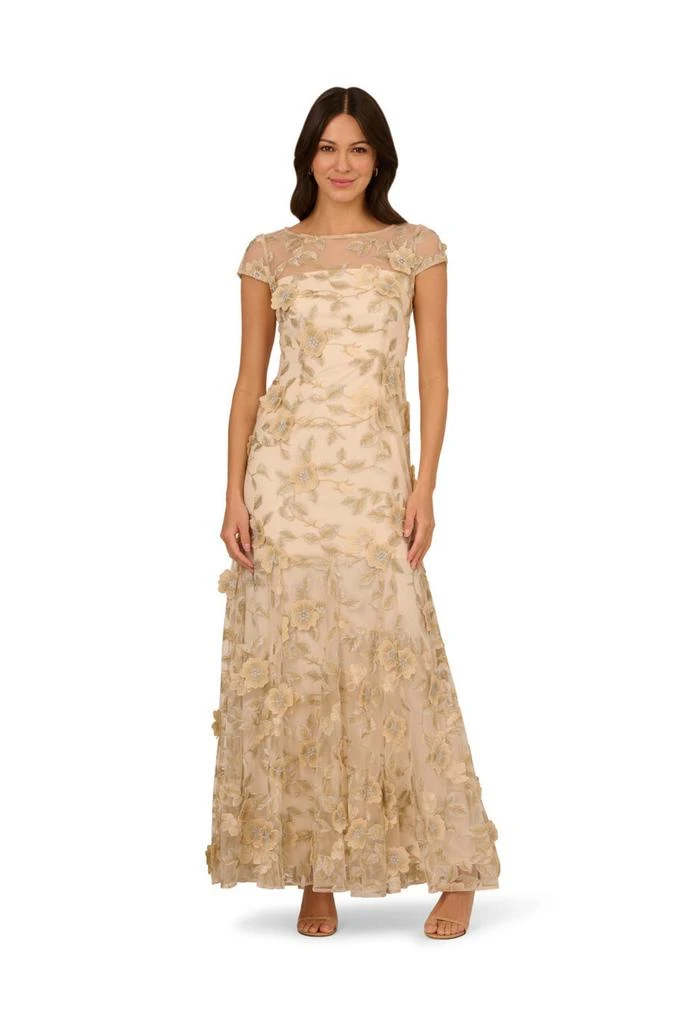Adrianna Papell Floral embroidered godet gown 5