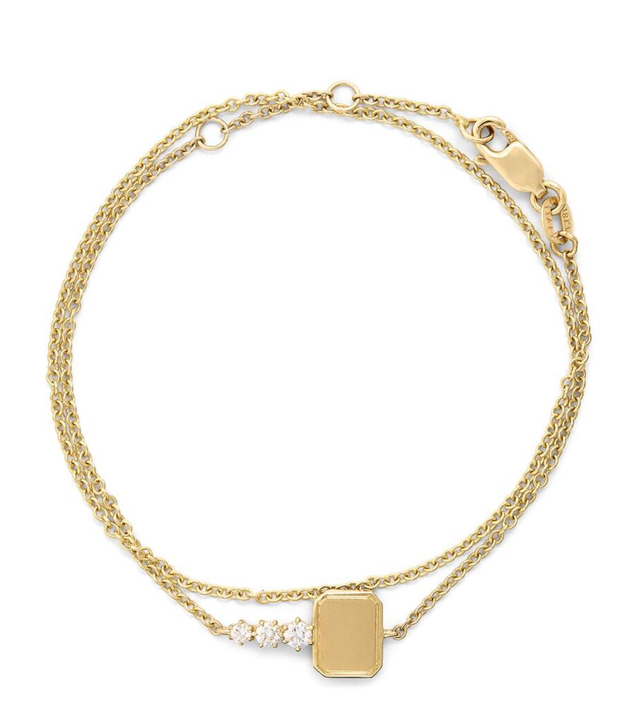 Jade Trau Yellow Gold and Diamond Mini Catherine Key Bracelet