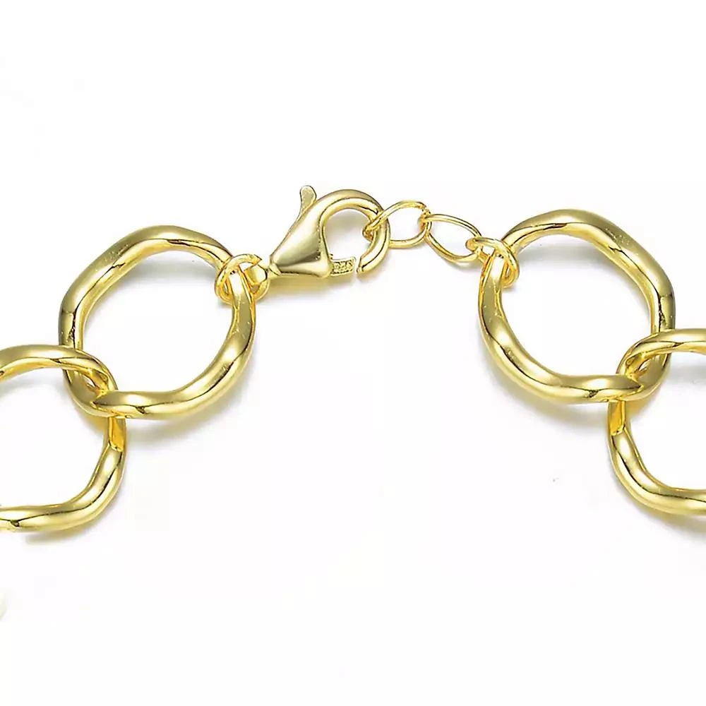 Genevive Sterling Silver Genuine Freshwater Pearl Chain Bracelet 3