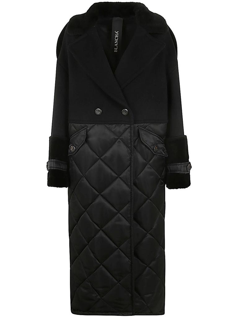 BLANCHA WOOL FABRIC, NYLON FABRIC AND SHEARLING COAT