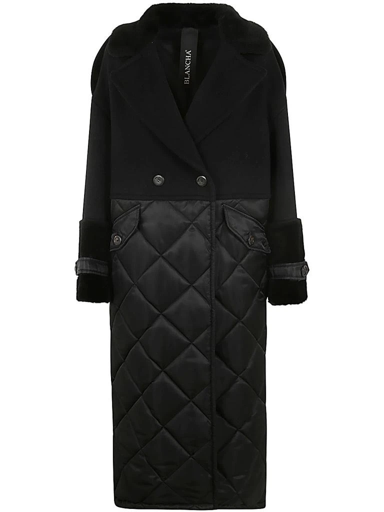 BLANCHA WOOL FABRIC, NYLON FABRIC AND SHEARLING COAT 1