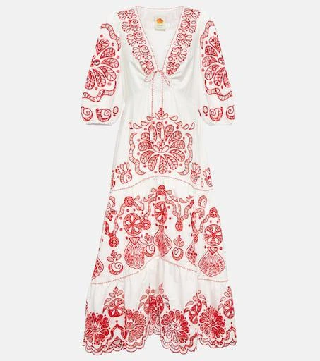 Farm Rio Broderie anglaise cotton midi dress 1