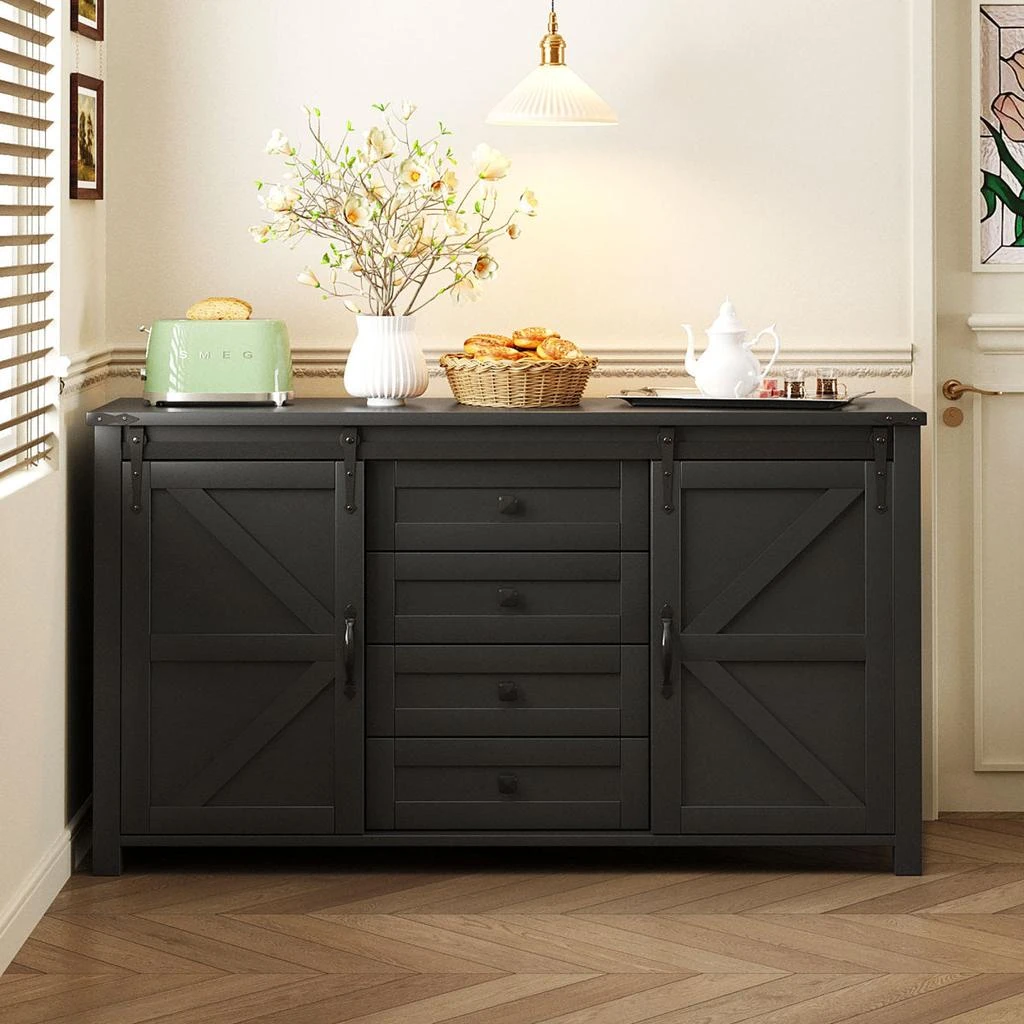 Streamdale Furniture Streamdale 55.1" Sideboard with Storage, Sliding Barn Doors
4 Drawers