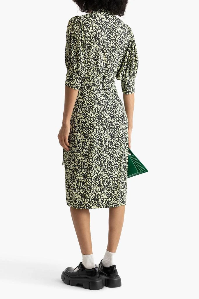 GANNI Printed crepe midi wrap dress 3