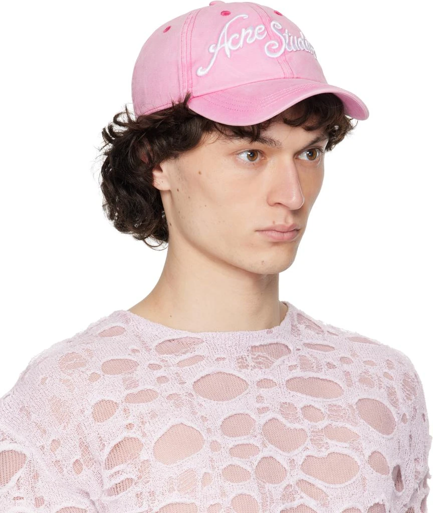 ? Acne Studios Pink Square Logo Dad Hat Cap Acne Studios Acne 3D Embroidered Logo Baseball Cap Faded  main image 3