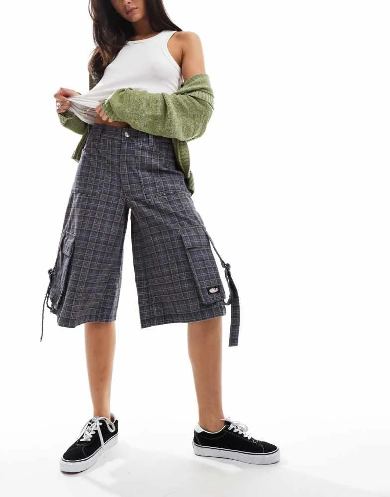 minga Minga London cargo longline jorts in plaid print 1