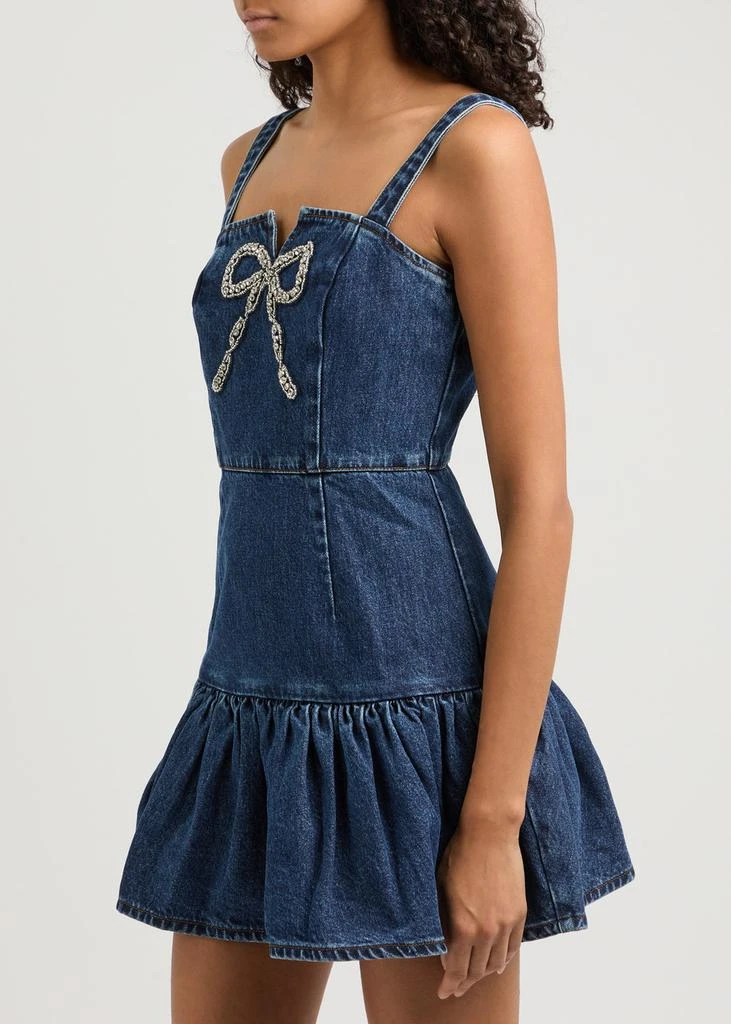Self Portrait Bow-embellished denim mini dress 2
