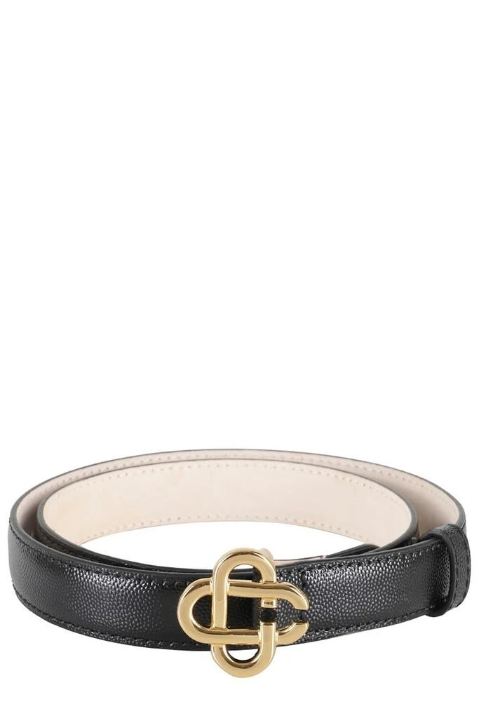 Casablanca Textured Leather Belt With Gold-Tone Interlocking Logo 2