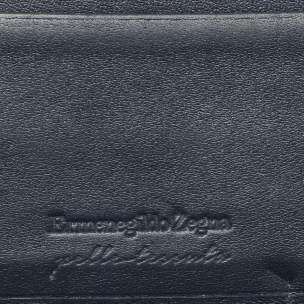 Ermenegildo Zegna Ermenegildo Zegna Navy Blue Woven Leather Pelle Tessuta Card Holder 7