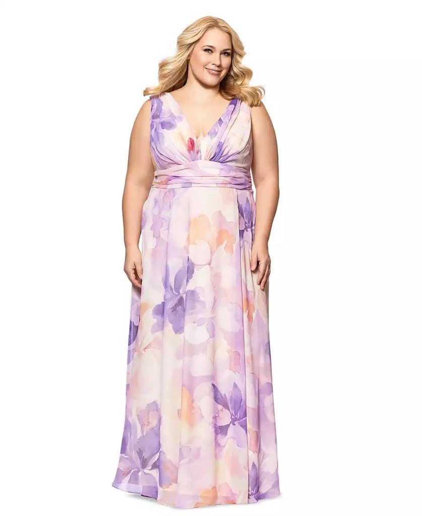 Betsy & Adam Plus Size Sleeveless V-Neck Floral Dress 1